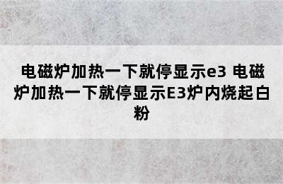 电磁炉加热一下就停显示e3 电磁炉加热一下就停显示E3炉内烧起白粉